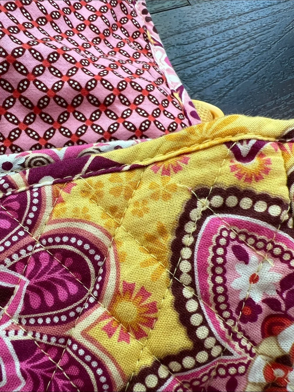 Vera Bradley Floral Quilted Messenger Bag — Yellow & Pink